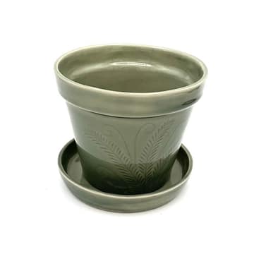 Ręcznie robiona doniczka ceramiczna w kolorze miętowym z Mazur